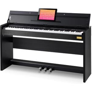 AODSK 88-Key Weighted Hammer Action Digital Piano with Speakers,Furniture Stand and Triple Pedals,Beginner's Course - B-85