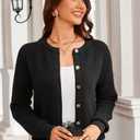 Saodimallsu Womens Collared Cardigans Button Down Fall Sweater Jackets Oversized Casual Long Sleeve Knit Shirts (Black, Small)