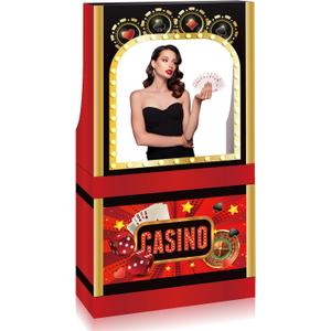 Sintuff Casino Booth Stand up Kit Casino Party Decoration Cardboard Cutout Stand up Photo Booth Prop Backdrop Sign for Poker Themed Party Events Backdrop Decor