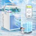 Portable Air Conditioners, 4 in 1 Rechargeable Mini Air Conditioner Evaporative Personal Cooler Humidifier with App Control, 800ML Mini AC Desktop Cooling Fan for Office Tent Bedroom