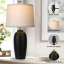 Jar Table Lamps Set of 2, 25" Ceramic Bedside Lamps for Living Room, Black Farmhouse Nightstand Lamps for Bedroom