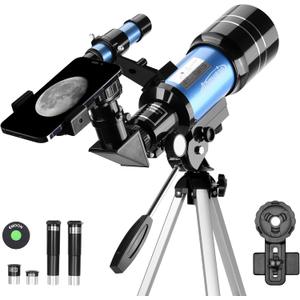 AOMEKIE Telescopes for Kids 2 Eyepieces 150X Telescopes for Astronomy Beginners Adults with Smartphone Adapter Moon Filter 3X Barlow 70mm Travel Telescope Astronomy for Kids 70X300