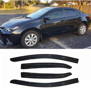94989 Side window Visors Wind Vent Deflector fit for 2014-2019 Toyota Corolla (E170),4pcs Out-Channel Tape On Dark Smoke Sun Rain Guards