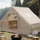 Inflatable Tents for Camping 4-6 Person,Blow Up Tent with Hand Pump, Easy Setup Inflatable Hot Tent with Stove Jack & Mesh Windows, Waterproof 300D Oxford Air Glamping Tents for Camping Adults 