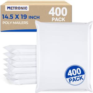 Metronic Poly Mailers 14.5x19 Inch 400pcs Shipping Bags for Clothes,Self Adhesive Shipping Envelopes for Small Business,Waterproof Mailers Poly Bags for Shipping,Packaging Mailing Bags White