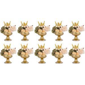 Metal Vases for Table Centerpieces, Hewory Gold Compote Pedestal Vase Floral Container Bulk, Brass Mini Footed Bowl Flower Holders Center Pieces for Wedding Birthday Party Anniversary (10pcs, 6.5in)