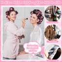 5 Sizes Self Grip Hair Rollers Set, 64 Pcs Rollers Hair Curlers with Clips Comb for Long Medium Short Hair (60 48 40 32 20mm), Pink