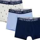 POLO RALPH LAUREN Boys' 3-Pack Boxer Briefs (Large, Blue/White Aop)
