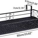 Metal Planter Flower Pot Holder Railing Shelf, Iron Balcony Planters Railing Hanging Bucket Pot Flower Holder with Hooks for Outdoor Garden Porch Patio(Black, 23.6 x 7.8 x 4.7 Inch)