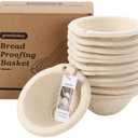 13cm/5inch Mini Sourdough Banneton Round Pulp Bread Proofing Basket Set 12 with Linen Liners Homemade Bread Baking Supplies