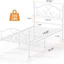 Weehom Twin Bed Frames, Modern Twin Size Metal Bed Frames for Kids Girls, No Box-Spring Needed Twin Platform Bed Frame with Unique Headboard and Footboard, 11.23 Inches Storage Space - White
