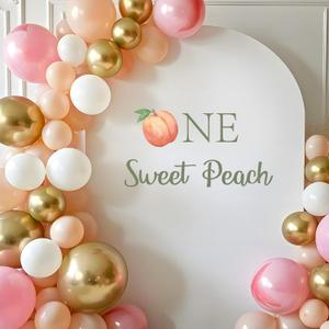 One Sweet Peach Birthday Party Decorations - Peach Themed Sign Decal for Balloons Arch Backdrop, First Birthday Decorations for Girl, Pink Boho One Year Old Wall Decor, 1st Party Supplies for Girl