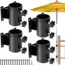 Deck Umbrella Mount Stainless Steel Patio Umbrella Holder, Umbrella Clamp Mount for Deck Railing Heavy Duty Outdoor Umbrella Clamp (4 Pcs)
