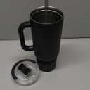 Ello Port 40oz Tumbler with Carry Loop & Integrated Handle, Vacuum Insulated Stainless Steel Reusable Water Bottle, Travel Mug with Leak Proof Lid and Straw, Perfect for Iced Coffee and Tea, Black
