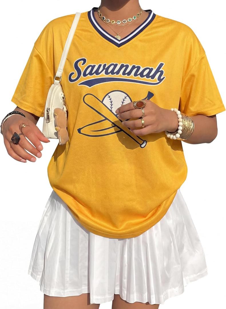 Baseball Shirts for Women Oversized Game Day Baseball Fan Jersey Shirts Game Day Jersey (XL)