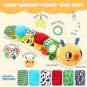 JoyCat Baby Toys 0-18 Months, Musical Crawling Caterpillar Plush Toy - 38 Songs & Recording Feature, Bouncing Tummy Time Toy, Sensory Toys with Crinkle & Textures for Newborn Boys Girl Shower Gifts
