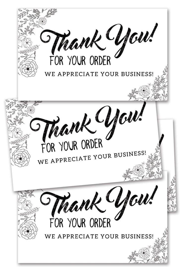 50 Thank You for Your Order Cards, Customer Thank You Cards, Package Insert for Business