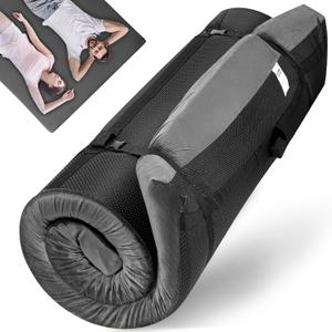 Sleeping Pad,3-inch Thick Memory Foam Camping Mattress,Portable Roll-Up Mat for Car/Tent/Floor/Cot/Travel,Comfortable Pad for Guests Sleepover (Full:75*54*3", Grey)