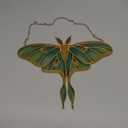 Stained Glass Window Hanging, Luna Moth Suncatcher for Window Decor, Gift for Women Mom Grandma and Art Lover, Ideal Gifts, Elegant Home Decor 5.8x7.3 Inch, Garden, Patio (Green)