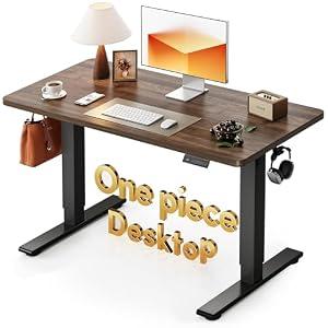 CubiCubi 48 x 24 Inch Electric Standing Desk, Memory Height-Adjustable Sit Stand Desk, One-Piece Desktop, for Home Office, Dark Walnut