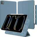 for iPad Pro 11 inch M5/M4 Case (6th/5th Generation, 2025/2024), Auto Sleep/Wake and Magnetic Closure, Slim Trifold Stand Case, PU Leather Cover,Support Apple Pencil Pro, Misty Blue