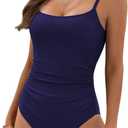 Eomenie Women's One Piece Swimsuits Tummy Control Ruched Bathing Suit 1 Piece Swimwear (Large, Deep Blue)
