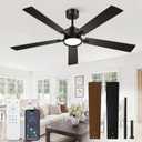 60 Inch Ceiling Fan with Lights and Remote, Smart APP Control, Dimmable with All-Setting Memory, Quiet DC Motor Reversible Blades, Damp Rated Modern Ceiling Fan for Bedroom Patio Living Room