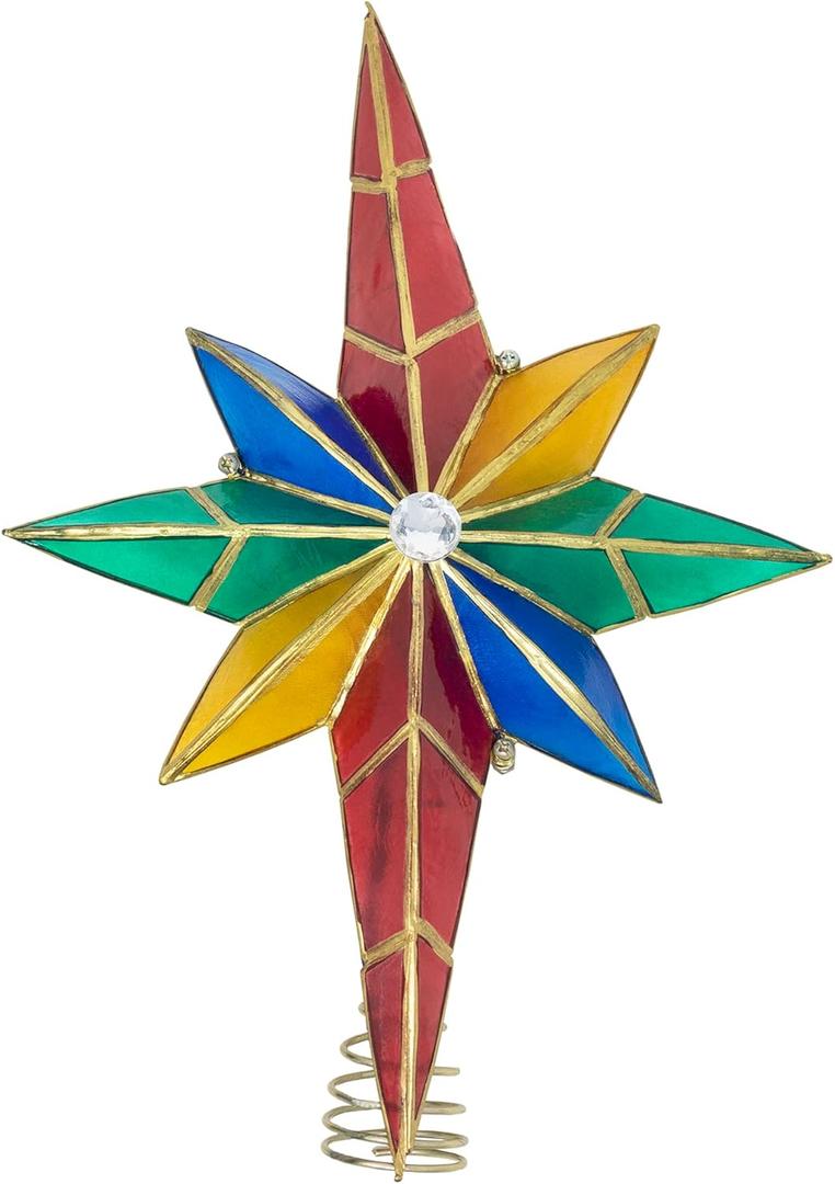 Kurt Adler 10 Light Multicolor Capiz Bethlehem Star Treetop with Gem Center