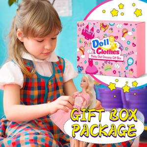 Doll Clothes and Accessories Kit, Include Princess Gowns, Fashion Skirt, Slip Dresses, Tops, Pants, Bikini Swimsuits, Shoes, Crowns, Necklaces, Glasses, Hangers in Gift Box for 11.5" inch Dolls