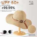 Beach Hats for Women - Sun Hat Womens, Wide Brim Straw Womens Sun Hat with Wind Lanyard Roll Up Foldable UV Protection