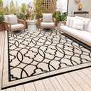 Reversible Mats - Outdoor Rugs 9'x12' for Patios Clearance, Plastic Straw Rugs Waterproof, Portable, Outdoor RV Camping Rug, Garden, Balcony, Picnic, Beach, Camping(Black & Beige)