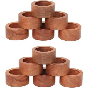 Napkin Rings for Dining Table, Classic Farmhouse Style, Holiday and Party Decor, Table Setting Accessories (Brown, 12.)