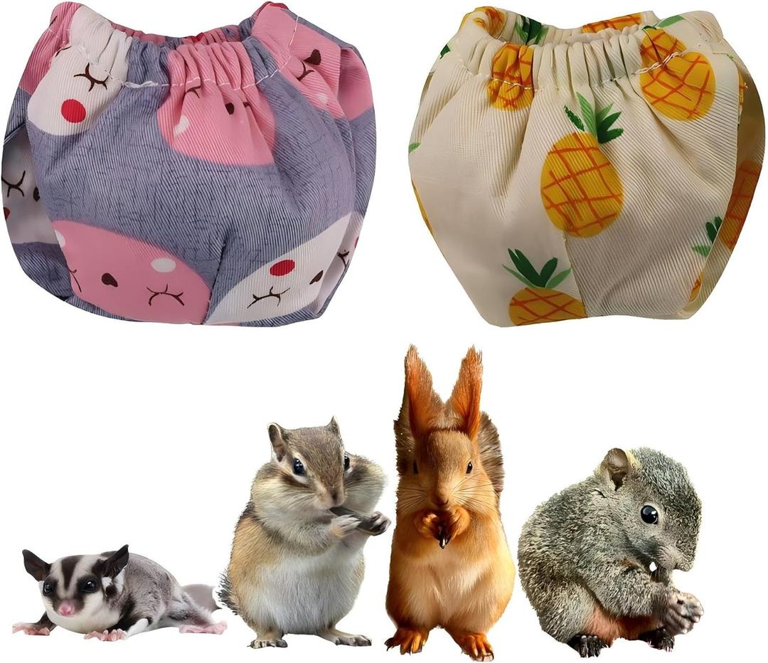 2PCS Squirrel Diapers, Reusable Diapers for Hamster, Fancy Rat, Groundhog, Small Pet (Purple, S, Count, 1)