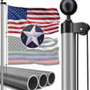 20FT Heavy Duty Flag Pole, 12-Gauge Aluminum, 100MPH Wind Tested | Extra Thick Residential & Commercial Flagpole Kit for Outside House Includes USA Flag & All Hardware to Fly Two Flags