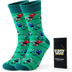 BONANGEL Dress Socks for Men, Funny Novelty Soccer Sports Crew Socks | Gifts for Soccer Coaches‌ Fans Players, Soft and Breathable, Elastic Stretch, Smooth Toe, US Size 8-12