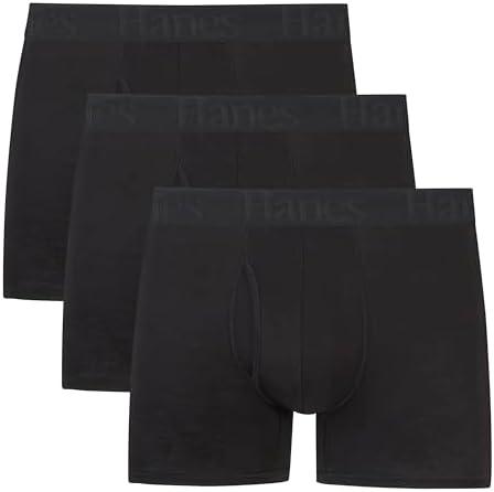 Hanes Ultimate Men's Originals Boxer Briefs & Trunks, Supersoft Bamboo from Viscose Underwear, 3-Pack, Size L