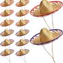Mumufy 12 Pcs Sombrero Hats for Adult Men Women with Chinstrap Straw Hat Mexican Costume Party(Classic Color)