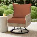 Outdoor Deep Seat Cushion Patio Seat and Back Cushion Set Seasonal Chair Cushion with Removable Cover and Adjustable Buckle for Home and Garden, 22"x22"x3", Brick Red