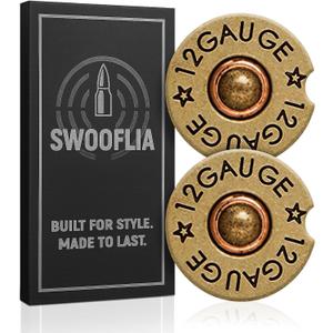 Swooflia Car Coasters for Men - 12 Gauge Bullet Shaped Ceramic Car Cupholder Coaster Cool Absorbent Mat Coaster with Cork Base 2 Pack Automotive Cup Holder Accessories New Driver Gifts