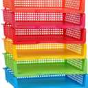 6 Pack In Trays for Teachers, Plastic Classroom Paper Organizers, Colorful Storage Baskets for Office, Stackable Office Desktop Document Paper Storage (13.4 * 9.5 * 2.7 In)