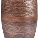 SIMPLIHOME Johnsen Metal Table - 15 inch Wide Solid Iron Drum Accent Table in Antique Copper with Tribal Pattern, Round Boho End Table for Living Room, Bedroom, or Home Office, Fully Assembled