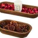 Tessco 2 Pcs Wooden Dough Bowl for Home Rustic Bread Long Wooden Bowl for Kitchen Dining Table Home Decoration(10 x 6 x 2 Inch, 16 x 6 x 2 Inch,Brown)