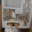 AMZASA Crystal Gold Chandelier, Glass Crystal Hanging Pendant Lighting, 5 Light French Country Gold Crystals Chandelier for Ceiling Medallions,Wedding,Dining,Kitchen, Foyer,Dia 20'' Golden (Not Pug-in, Gold)