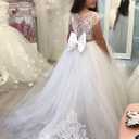 Lace Tulle Flower Girl Dresses for Wedding Party Kids Prom Ball Gown GZY230 (White, XS)