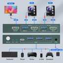 USB3.0 KVM Switch 2 Port HDMI, 4K@60Hz KVM Switch 1 Monitors 2 Computers with 3 USB3.0 Ports, HDMI KVM Switches for 2 PCs Share 1 Monitors and USB Devices, Support Button Switch, EDID