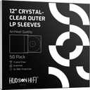 Hudson Hi-Fi Anti-Static Vinyl Record Sleeves - Durable Clear Disc Sleeves- Protect Your LP Albums from Scratches, Dust & Dirt - Acid-Free Rice Paper Disc Covers, 50x Outer Sleeves