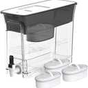 Waterdrop 35-Cup Slim Water Filter Dispenser, Large Capacity Water Filter Pitcher, 200-Gallon Long-Life, 5X Lifetime, Reduces Chlorine, PFOA/PFOS and More, BPA Free, Black (with 3 Filters)