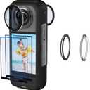 JZW-Shop for Insta 360 X3 Lens Guards with Screen Protector, Tempered Glass Screen Protector for Insta 360 X3 Accessories 9H Hardness Anti-Scratch