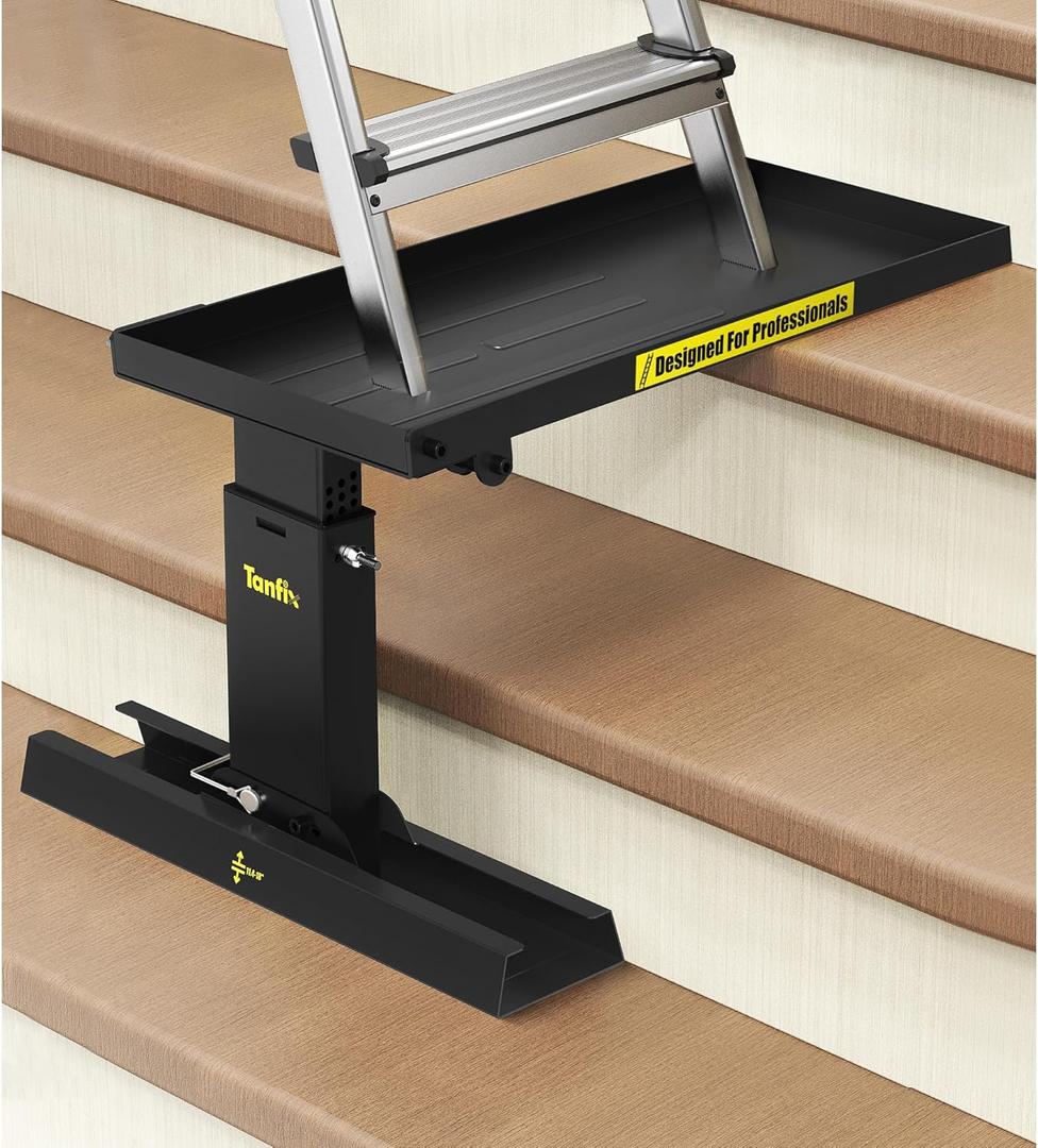 Foldable | Heavy-Duty Ladder Extender Pro, High Strength Steel Material Design Ladder Extension Pro for Stairs w/Non-Slip Mat, 12-18" Adjustable Height, Applicable Feet Spacing 24" (plus)