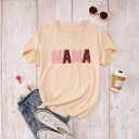 MODNTOGA Mommy and Me Matching Tee Tops Mama's Girl Summer T-Shirt Mother and Daughter Gift Crewneck Family Shirts(Mama Beige, M)